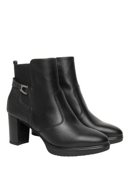 NeroGiardini Longi Leather Mid Heel Ankle Boots, Black - view 2, Black