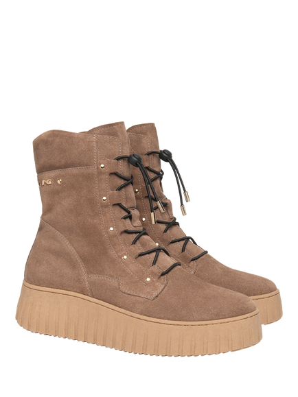 NeroGiardini Montesilvano Suede Chunky Speed Lace Ankle Boots - view 2, Chestnut Brown