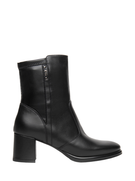 NeroGiardini Ranzo Leather Block Heel Ankle Boots, Black, Black