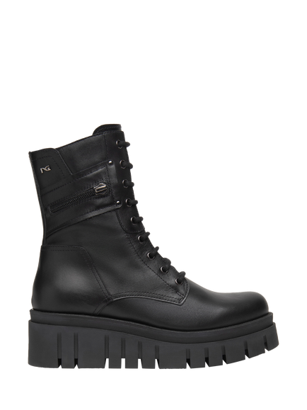 NeroGiardini Settime Leather Chunky Sole Ankle Boots, Black, Black