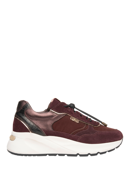 NeroGiardini Dubino Suede Speed Lace Up Trainers, Burgundy