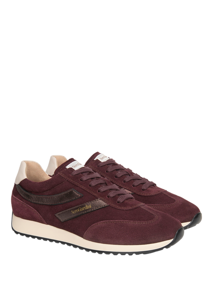NeroGiardini Erve Suede Lace Up Trainers - view 2, Burgundy