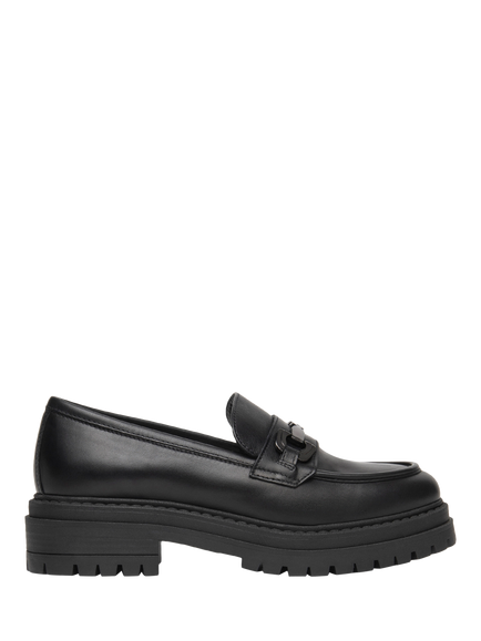 NeroGiardini Falzes Leather Chunky Loafers, Black
