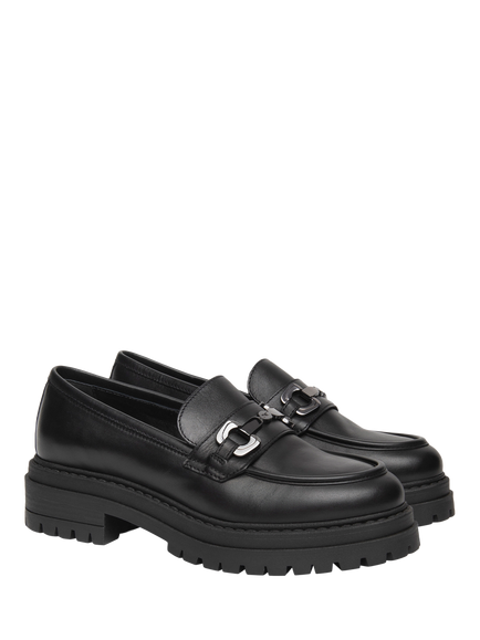 NeroGiardini Falzes Leather Chunky Loafers - view 2, Black