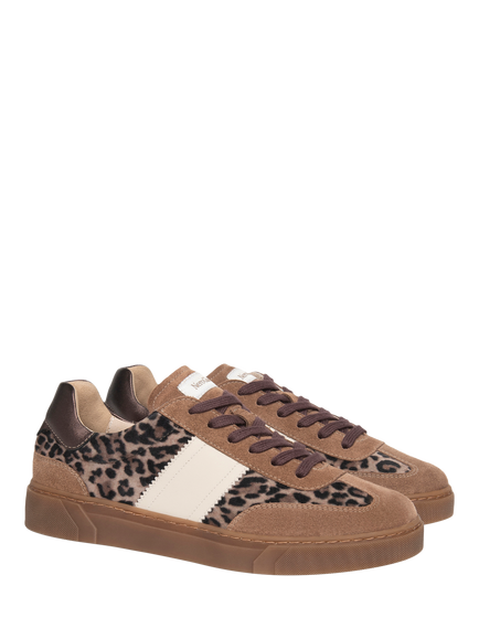 NeroGiardini Mompeo Suede Lace Up Trainers, Brown/Multi - view 2, Brown/Multi