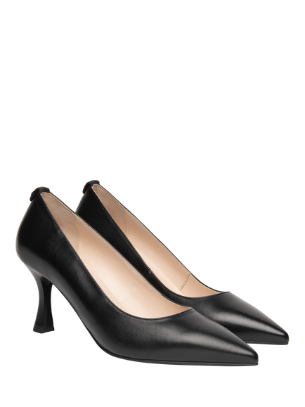 NeroGiardini Aquileia Leather Mid Heel Court Shoes, Black - view 2, Black