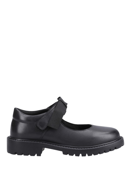 Hush Puppies Kids' Astrid Leather Bow Shoes, Black, Black