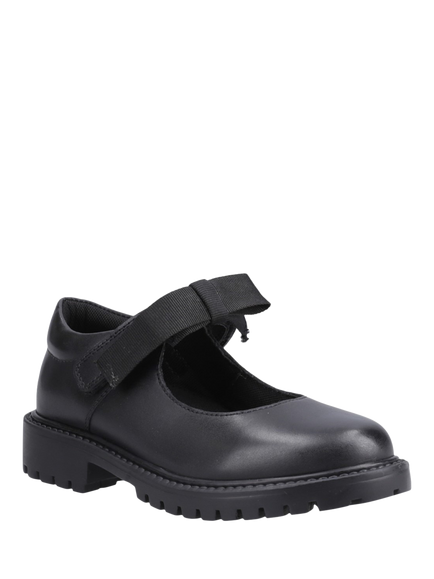 Hush Puppies Kids' Astrid Leather Bow Shoes, Black - view 2, Black