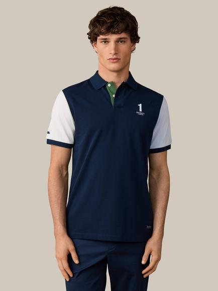 Hackett London Heritage Cotton Classic Fit Short Sleeve Number Polo Top, Multi, Multi