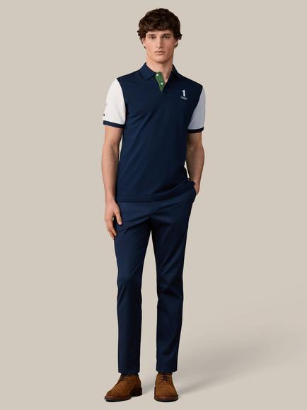 Hackett London Heritage Cotton Classic Fit Short Sleeve Number Polo Top, Multi - view 2, Multi