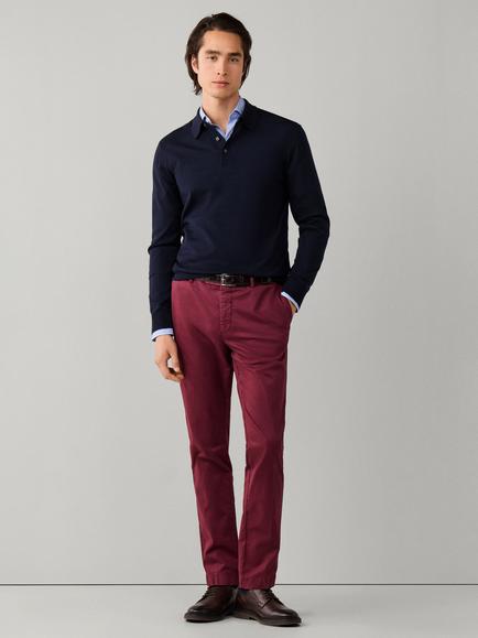 Hackett London Long Sleeve Merino Wool Blend Polo Shirt - view 2, Old Navy