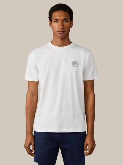 Hackett London Heritage Cotton Classic Fit Branded H T-Shirt, Off White, Off White