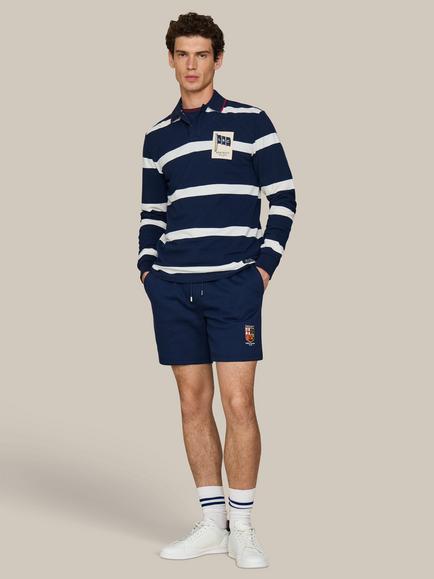 Hackett London Heritage Cotton Classic Fit Long Sleeve London Rowing Club Striped Polo Top, Old Navy/White - view 2, Old Navy/White