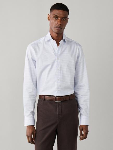 Hackett London Classic Fit Graph Check Cotton Shirt, Light Blue, Light Blue