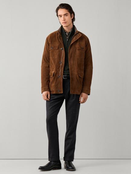 Hackett London Suede Four Pocket Jacket, Nut Brown - view 2, Nut Brown