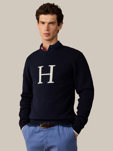 Hackett London Heritage Merino Wool H Knit Crew Neck Jumper, Old Navy, Old Navy