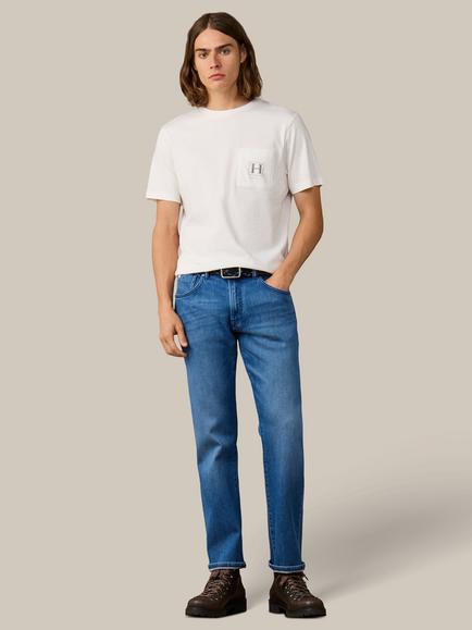 Hackett London Heritage Cotton Classic Fit Shadow Logo Pocket T-Shirt - view 2, Off White