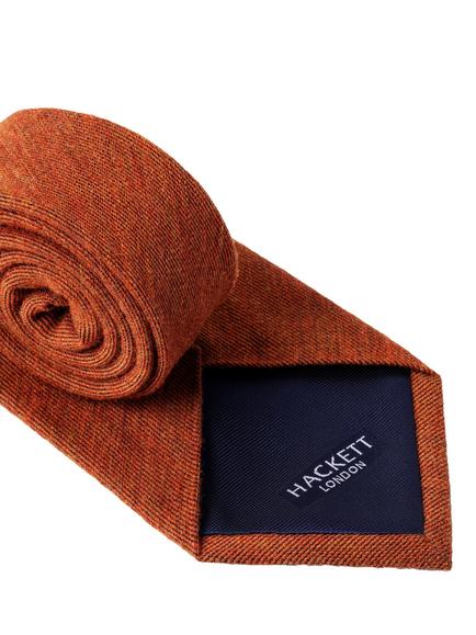 Hackett London Wool Silk Blend Tie - view 2, Spice Orange
