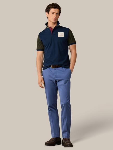 Hackett London Heritage Cotton Classic Fit Short Sleeve Union Jacket Polo Top, Old Navy/Khaki - view 2, Old Navy/Khaki