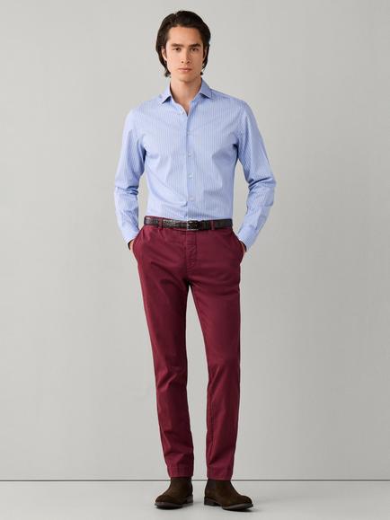 Hackett London Cotton Classic Fit Two-Tone Stripe Shirt, Light Blue - view 2, Light Blue