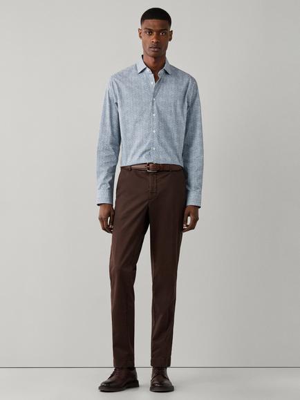Hackett London Tailored Fit Floral Print Cotton Shirt, Airforce Blue - view 2, Airforce Blue