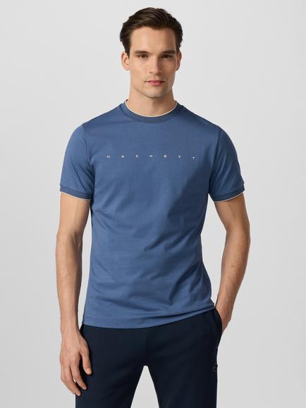 Hackett London Sport Cotton Classic Fit Branded T-Shirt, Eton Blue, Eton Blue