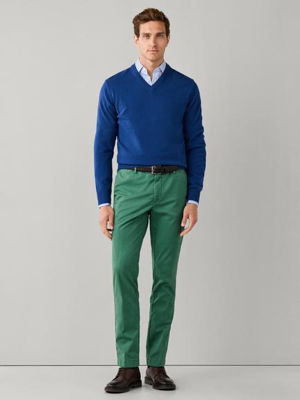 Hackett London V Neck Merino Wool Blend Jumper - view 2, Soho Blue