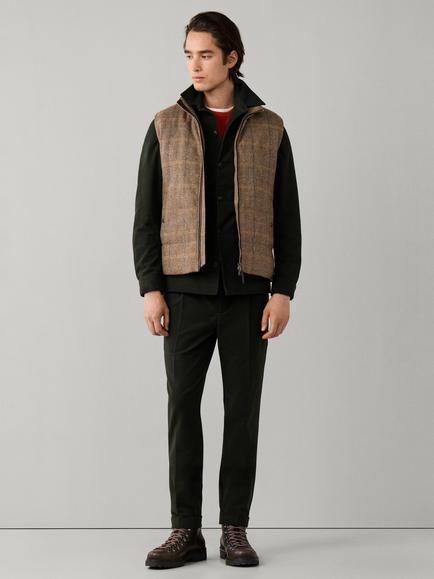 Hackett London Tattersall Padded Wool Blend Gilet, Tetley Beige - view 2, Tetley Beige