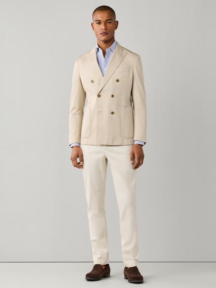 Hackett London Double Breasted Cotton Blend Blazer, Grain Beige, Grain Beige