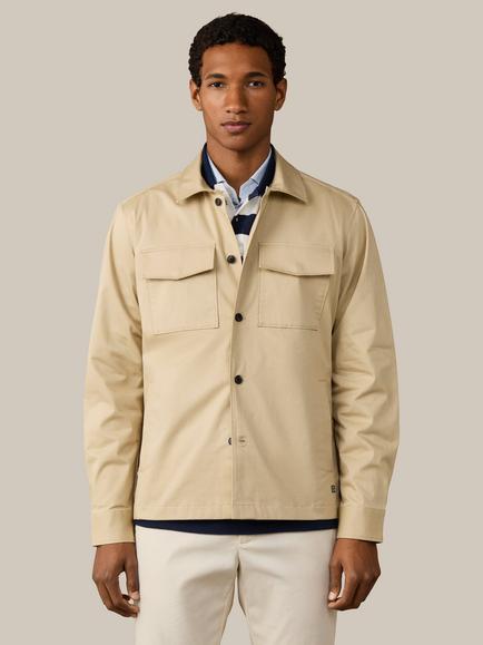 Hackett London Heritage Stretch Cotton Flap Pocket Overshirt, Grain Beige, Grain Beige