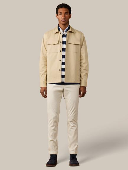 Hackett London Heritage Stretch Cotton Flap Pocket Overshirt, Grain Beige - view 2, Grain Beige