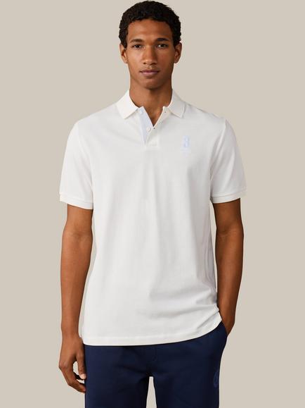 Hackett London Heritage Cotton Classic Fit Short Sleeve Number Polo Top, Off White