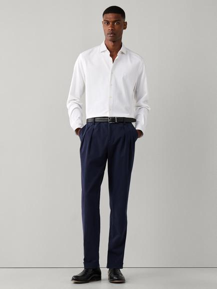 Hackett London Tailored Fit Garment Dyed Cotton Blend Shirt - view 2, Optic White
