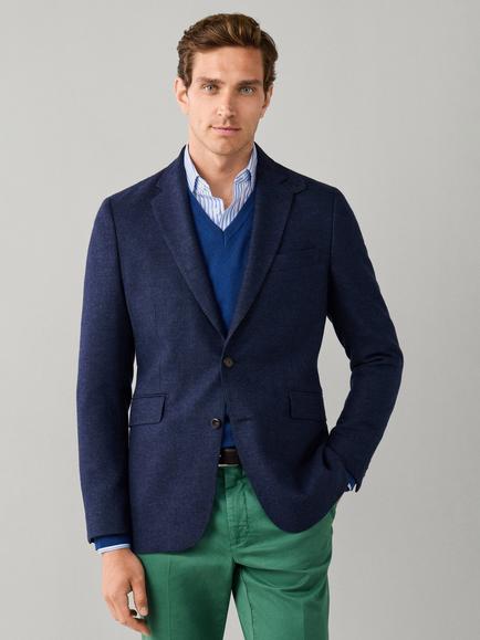 Hackett London Wool Blend Herringbone Blazer, Blue