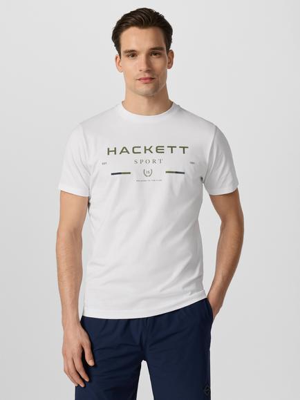 Hackett London Sport Cotton Classic Fit Legacy Graphic T-Shirt, Optic White