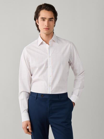 Hackett London Cotton Classic Fit Tattersall Check Poplin Shirt, Soft Orange, Soft Orange