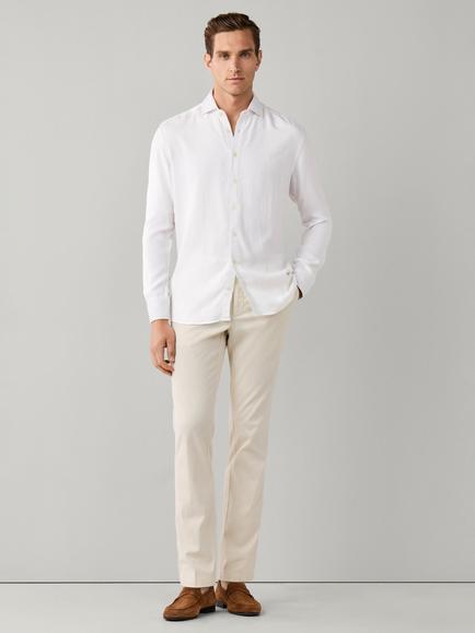 Hackett London Tailored Fit Garment Dyed Textured Shirt - view 2, Optic White