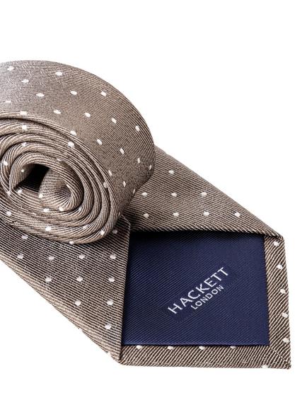 Hackett London Silk Twill Mayfair Dot Tie, Olive Green - view 2, Olive Green