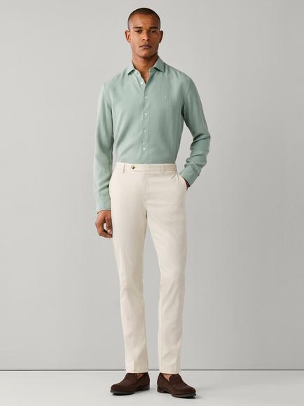 Hackett London Tailored Fit Garment Dyed Textured Shirt - view 2, Spring Green