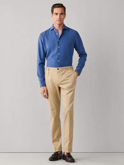 Hackett London Tailored Fit Garment Dyed Textured Shirt - view 2, Steel Blue