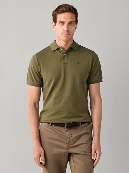 Hackett London Slim Fit Cotton Piqué Polo Shirt, Olive Green