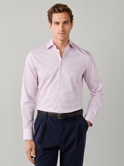 Hackett London Cotton Classic Fit Trio Stripe Shirt, Powder Pink