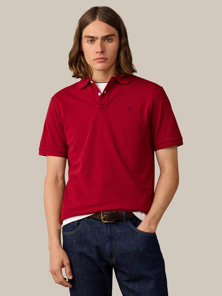Hackett London Heritage Cotton Classic Fit Short Sleeve Branded Polo Top, Rugby Red