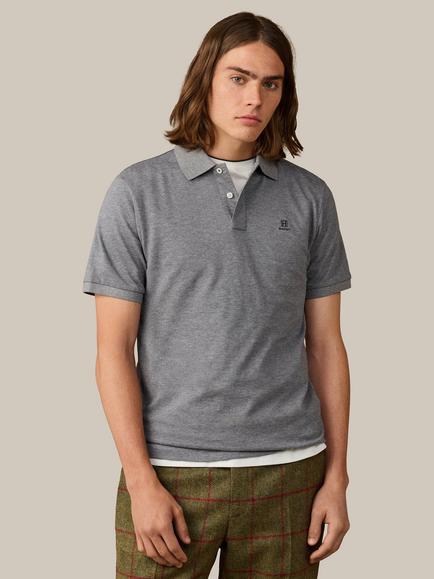 Hackett London Heritage Cotton Classic Fit Short Sleeve Branded Polo Top, Ash Grey
