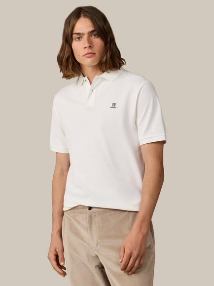 Hackett London Heritage Cotton Classic Fit Short Sleeve Branded Polo Top, Off White