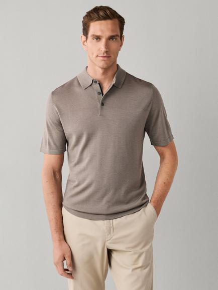 Hackett London Merino Wool Blend Polo Shirt, Natural Beige