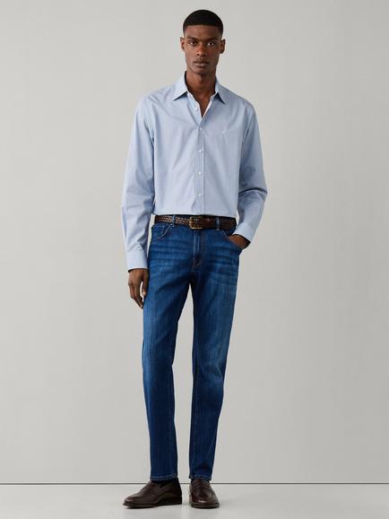 Hackett London Classic Fit Mini Geometric Print Cotton Shirt, Soho Blue - view 2, Soho Blue