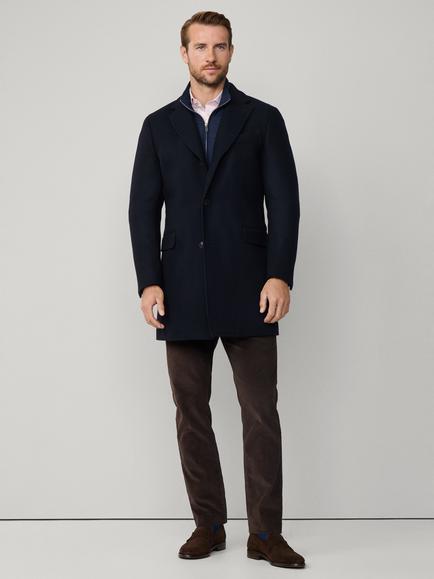 Hackett London Wool Cashmere Blend Overcoat with Bib, Navy - view 2, Navy