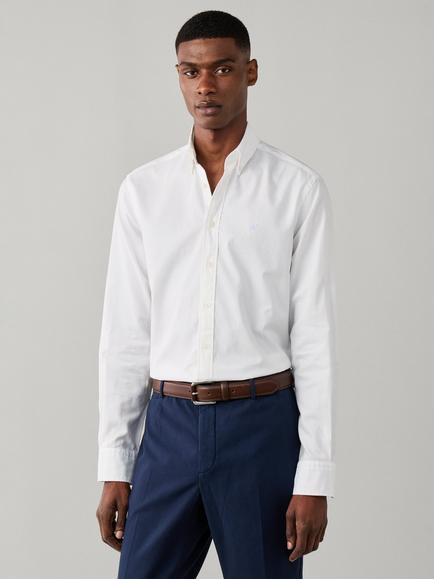 Hackett London Tailored Fit Button Down Garment Dyed Cotton Oxford Shirt, Optic White