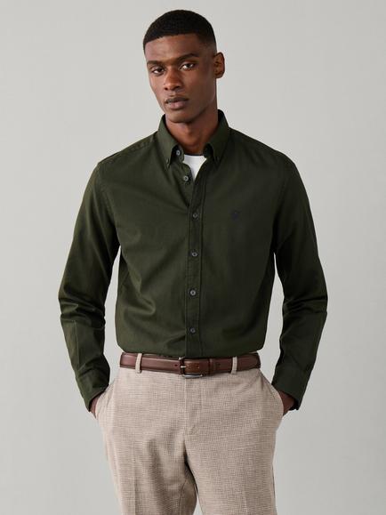 Hackett London Tailored Fit Button Down Garment Dyed Cotton Oxford Shirt, Hunter Green